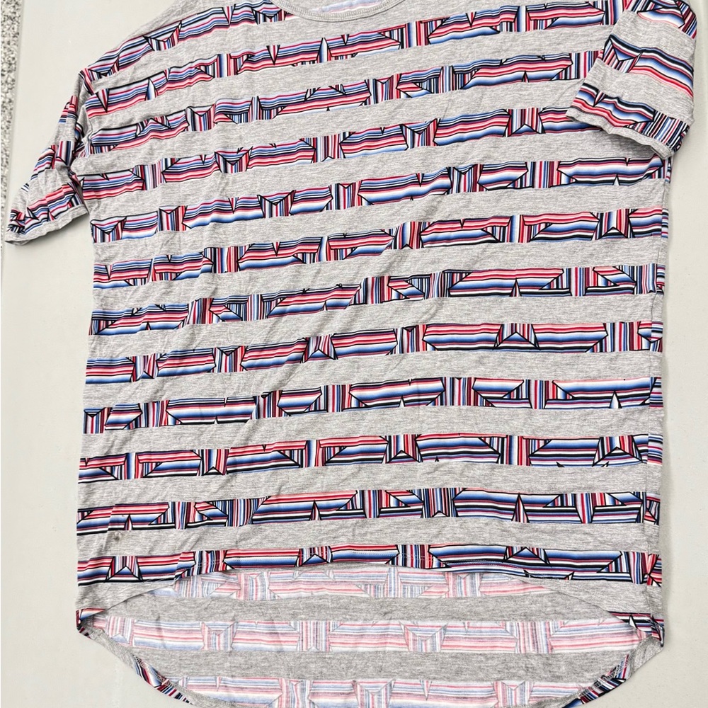 LuLaRoe Irma Top Tee Tunic Shirt Geometric Patriotic pattern Super Major Unicorn